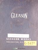 Gleason-Gleason No 17 Hypoid Testing Machine, Operators Instruction Manual Year (1937)-#17-No. 17-01